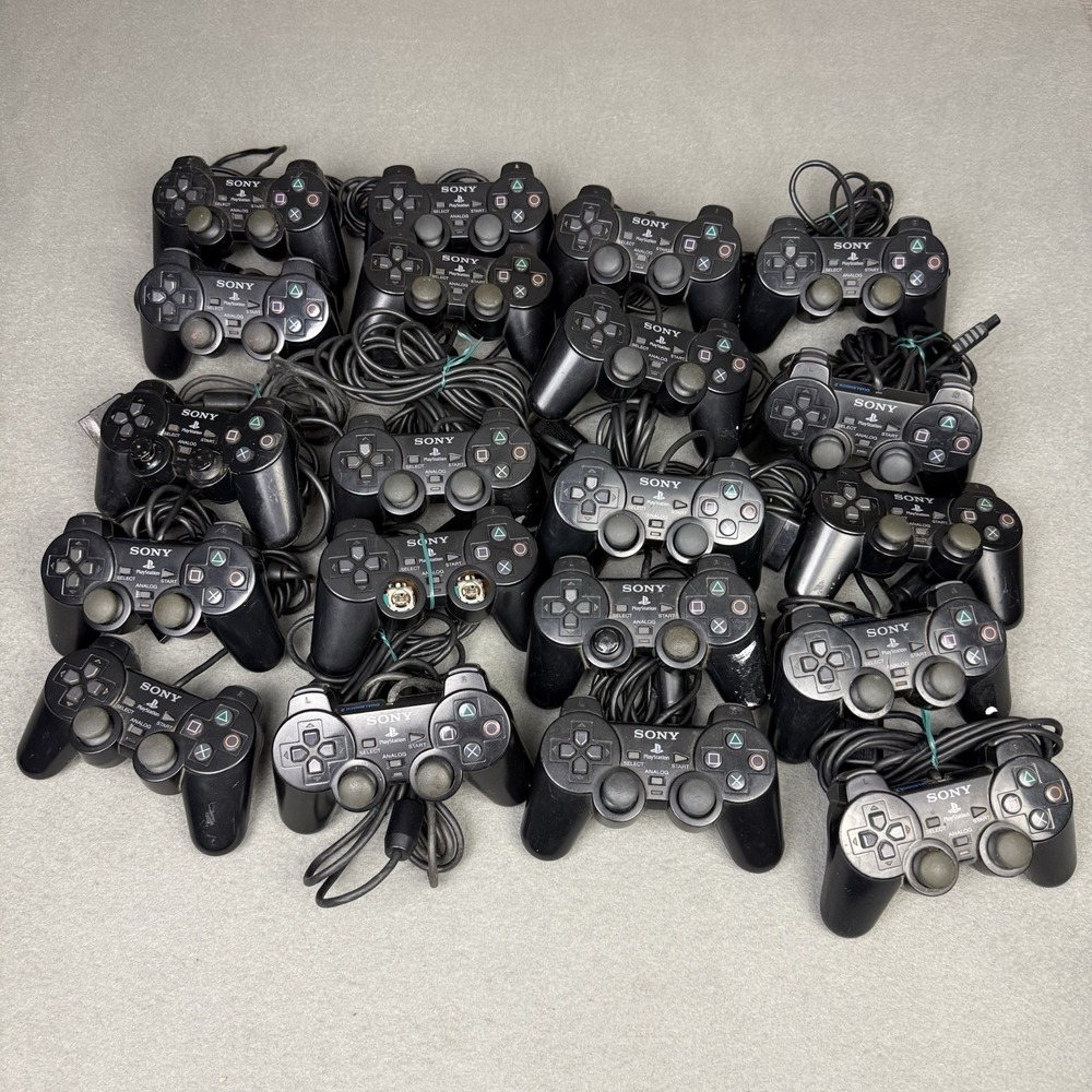 Lot of 20 Sony PlayStation 2 PS2 Controllers (Parts/Repair)